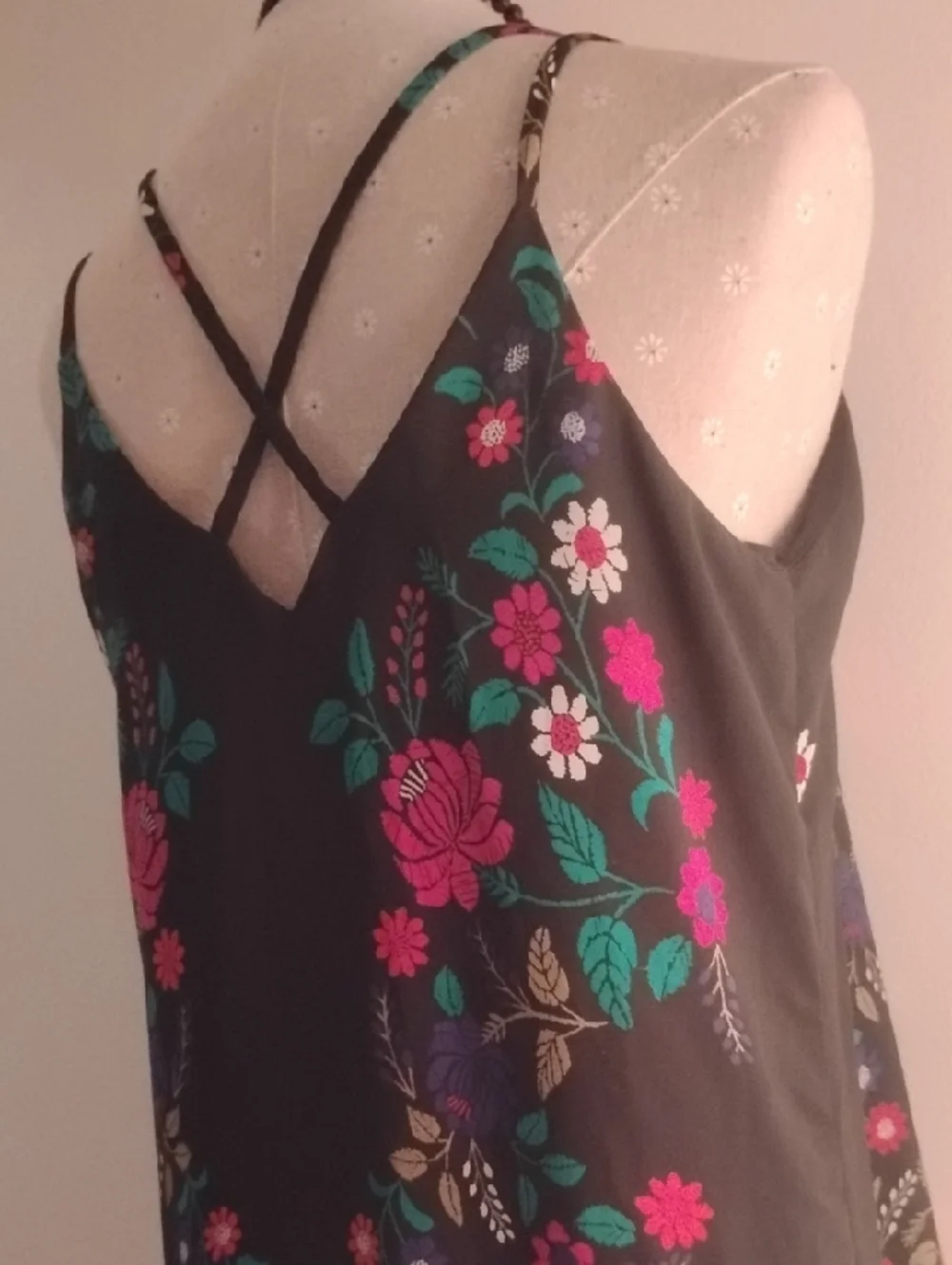 Xhilaration Black Floral Mini Dress with Vibrant Floral Accents - Picture 5 of 8